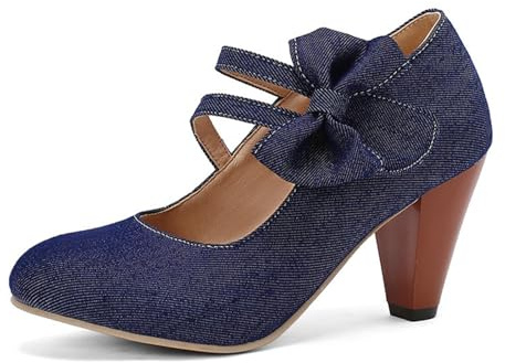 Scarpe tradizionali da donna Dirndl con tacco, scarpe da sera, scarpe da sposa, stile vintage, con tacco, scarpe da sposa, per Oktoberfest