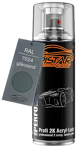 TRISTARcolor RAL 7024 Graphitgrau glänzend 2K Acryl Spraydose Sprühdose Spritzlack Sprühlack 400 ml schnelltrocknend