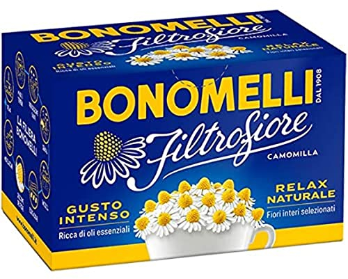 Bonomelli Camomilla Filtrofiore 14 Bustine, Con Tutte Le Parti Del Fiore, Solo Capolini Interi Selezionati, Aroma Ricco e Avvolgente, Infuso Rilassante (28g)