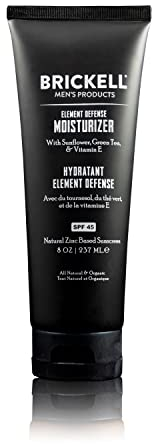 Brickell Men's Element Defense Moisturizer SPF45 Sonnenschutz für Männer, natürlich und organisch, Zink-Sonnenschutz, spendet Feuchtigkeit und schützt die Haut vor UVA/UVB-Strahlen, 236 ml, parfümfrei