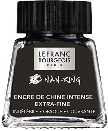 Lefranc Bourgeois 301442 Schultusche Chinatusche in der 14ml Flasche für Papier, Pappe, Holz, Gips und viele andere Untergründe, Schwarz