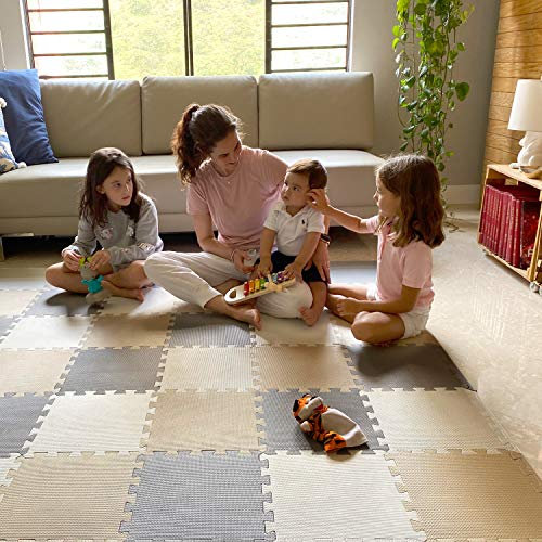 MioTetto Foam Floor Tiles for Kids - Non-Toxic Comfortable Baby Play Mat and Interlocking Foam Tiles, Fits with 50x50 Playpen Mat for Crawling & Development, Soft Play Mat for Babies 6-12 Months