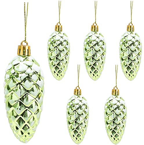 Christmas Concepts® Paquete de 6 - Adornos de Cono de Pino con Adornos Brillantes y Purpurina de 90 mm (3.6) - Decoraciones para árboles de Navidad