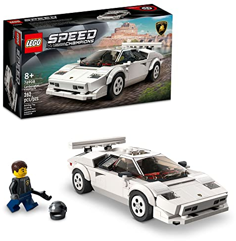 LEGO Speed Champions Lamborghini Countach 76908 Building Kit Age 8+ Includes a Driver Minifigure with Helmet and Wrench (262 Pieces)