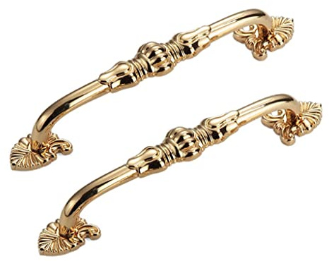CcHhyyt 2 stycken vintage mässing skåphandtag blommönster antika möbelhandtag metall guld möbelknappar retro lådhandtag dörrhandtag handtag för köksskåp, låda, skåp (128 mm, 24 karat guld)