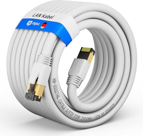 HB-DIGITAL Cable de red LAN CAT 8 cable de parche, 25 m, AWG 24 S/FTP LSZH 40 Gbps 2000 MHz, certificado GHMT, cobre puro con conector RJ45 chapado en oro para conmutador, router, módem, PC, color