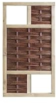 Natur-Zäune Sichtschutzzaun Weide Warschau 94 x 180 cm mit 2 Fenstern (oben & unten) aus Kiefern-Holz (braun gebeizt) & Weidenruten (gekocht,geölt)