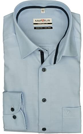 Marvelis Comfort Fit skjorta långärmad New Kent krage fintwill ljusblå, Ljusblå, 45