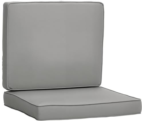 Outsunny Lot de 2 Coussins de Chaise Coussins d'assise déhoussables Grand Confort Coussins matelassé rembourré Mousse Tissu Polyester Gris Clair