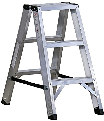 Svelt Scala Professionale in Alluminio a Doppia Salita con 3 gradini Piani Rivettati ai Montanti, Portata 150 kg