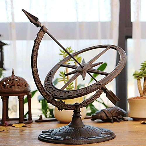 Cadran Solaire de Jardin en Fonte, Vent, Boussole armillaire, Horloge, Chiffres Romains, ornements/27