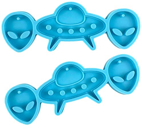 TEHAUX 2st Ohrringform Selber Machen Kuchenformen Aus Silikon Alienförmige Ohrringform Kuchenschablonen Mini-alien-schiff Formen Herstellen Kieselgel Außerirdischer Schlüsselanhänger