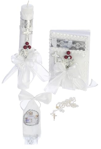 Holy First Communion Candle Set for Boy Catholic Gifts w/Bible English - 1st Velas para Primera Comunion de Niños
