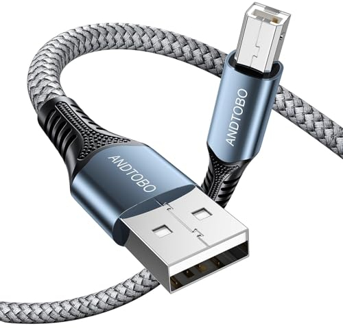 USB Druckerkabel【5M】, USB 2.0 Typ B Kabel USB A auf USB B Printer Kabel Scanner Kompatibel mit HP/Canon/Epson/Brother/Dell/Lexmark/Xerox