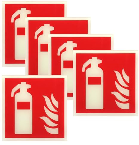 TNSLAND 5 pièces panneau extincteur, panneau extincteur, autocollant extincteur, panneau d'incendie, signal d'incendie signal d'incendie selon ISO pour maison bureau chantier voiture (15 x 15 cm)