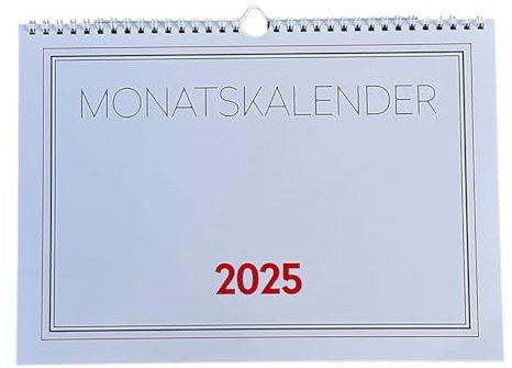 2025 ADINA Monatskalender A4quer 1S/1Monat mit Ringbindung und Wandaufhängung