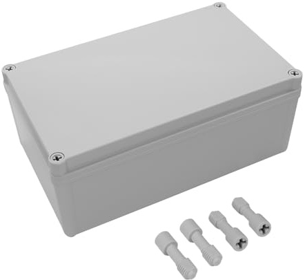 LeMotech Caja de derivación impermeable IP67, caja de conexiones de plástico ABS, caja eléctrica a prueba de polvo para electrónica, cajas de conexiones para proyectos de bricolaje, gris, 250 x 150 x