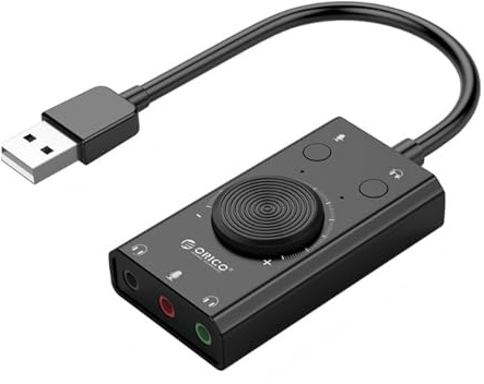 USB-ljudkort, extern ljudomvandlare med volymkontroll, ingen drivrutin, plug and play för bärbar dator, hög ljudkvalitet för livestreaming av korta videor