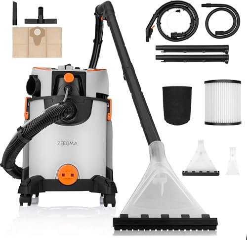 ZEEGMA ZONDER WASH aspiradora de lavado 1400W con función de soplado y extracción de agua, filtro HEPA, 4L, elimina ácaros y alérgenos, 13m de alcance, accesorios incluidos