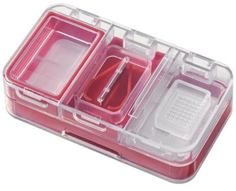 Splitter Piller - 6 x 11 x 3 cm mattknivar, silikon + ABS + stålavdelare | Bärbara dagliga medicinorganisatörshus, dubbla bärbara medicinlådor