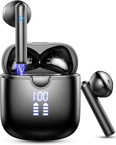 Gnorgnohz Cuffie Bluetooth, Auricolari Bluetooth 5.4 HiFi Stereo, 45 Ore Cuffie Wireless con In Ear Cancellazione Rumore ENC, Cuffiette, Cuffie Senza Fili con USB-C LED