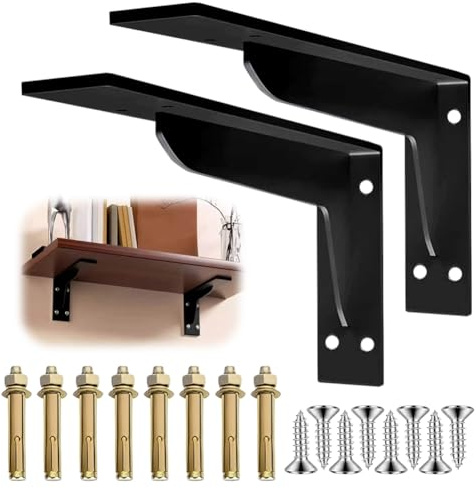 Supporto per scaffale, 2 pezzi, angolo destro a 90 gradi, in metallo, per scaffali da parete, per carichi pesanti, per casa, cucina, officina, giardini (16 pollici/39 cm)