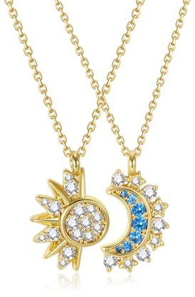 KOQAIIZ Collana Sole e Luna, Amicizia per 2, Collana Coppia, Mamma Figlia Amicizia Sorella Gioielli BFF Amicizia Regali