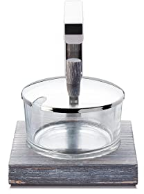 Giannini Shabby Chic formaggiera vetro Base legno massello e acciaio inox 11 x 11 x h 13,5 cm Made In Italy