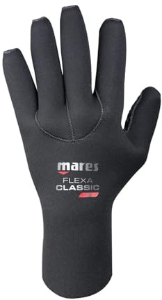 Mares Flexa Classic 3 mm Neoprene Scuba Diving Gloves | Anti-Slip Rubberized Palm, Neoprene Lining, Thermal Protection, Black, XX-Small