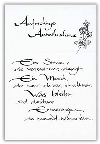 bsb Trauerkarte zur Beerdigung - liebevolle Beileidskarten mit Umschlag - Trauerkarte hochwertig mit Spruch-Motiv - Herzliches Beileid Karte Trauer - Kondolenzkarte in 11,5 x 17,0 cm