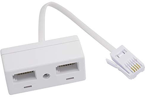 Casoter Double Telephone Socket Adapter, 1 BT Plug to Two UK Sockets, 1 Pack