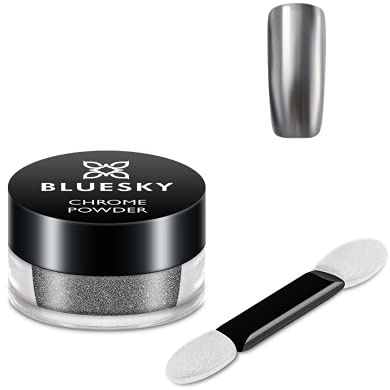Bluesky Chrome Nail Powder Kit With Applicator Brush Metallic Gel Nail Art Silver 5g