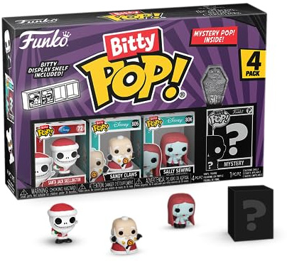 Funko Bitty POP! 4 Pack: Disney - The Nightmare Before Christmas - TNBC - Santa Jack, Sandy Claws, Vampire Teddy with Duck, Mystery Mini Figure - Styles may vary - 0.9 inch (2.2 cm) Collectable