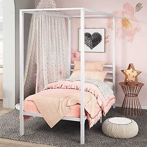 Zinus Patricia Somier Metalico con Dosel, 36 cm Alto, Soporte Lamas Acero, Fácil Montaje, Oro, 90 x 190 cm