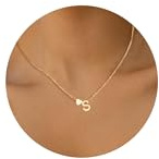 HSWYFCJY Collar para Mujer Oro Inicial S con Colgante de Corazón Inoxidable Letra Collar Cadena Ajustable Personalizado Nombre Collar Regalos para Mujeres Niñas