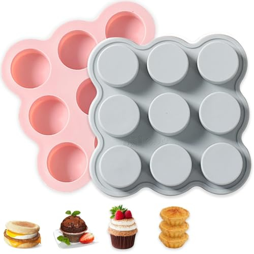 CENMEN Kit Moule à oeufs pour Air Fryer Réutilisable, Moule à Muffin pour Air Fryer Antiadhésif, Set de Mini Moules à Muffins pour Air Fryer, Micro-ondes, Four, Vapeur