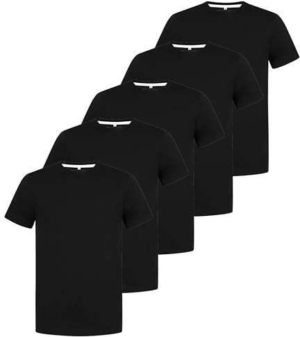 Mens Plain T-Shirts 5 Pack Short Sleeve Crew Neck Cotton Boys Undershirts Running Gym Sport Tees Workwear Workout Tees for Men Non Iron