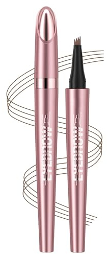 Vawolecy Lápiz de cejas resistente al agua, maquillaje natural Lápiz de cejas mágico de trazo fino con punta de 4 microhorquillas para mujeres con cejas definidas como el cabello