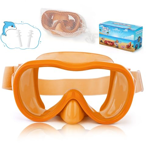 iGym Kids Swim Goggles, Snorkel Mask Diving Mask Swimming Goggles with Nose Cover and Elastic Straps Cover & Mesh Bag & Ear Plugs
