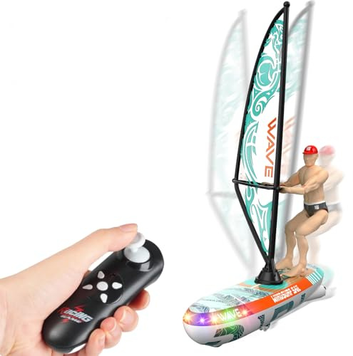 Barco Teledirigido con Luces LED y Alarma de Batería Baja, 10KM/H Lancha Rápida de Carreras para Piscinas y Lagos, Regalo para Niños y Adultos