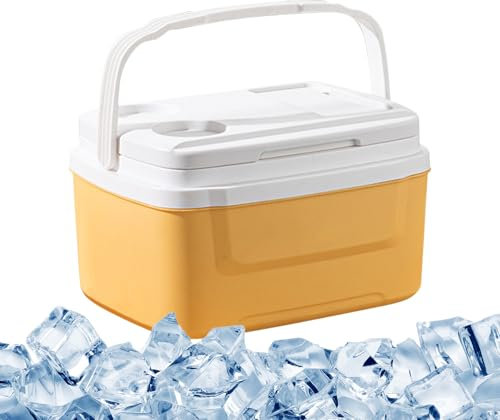 Camping-Kühler, 8 l, Auto-Kühlschrank, tragbarer Gefrierschrank, auslaufsicher, große Eistruhe mit Griff, tragbare Lunchbox für Reisen, Getränke, Wandern