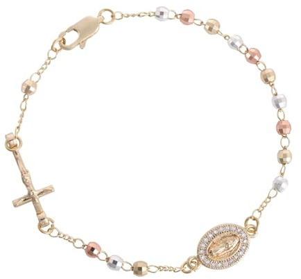 Mikovivi Bracelet Chapelet Femme, Ajustable Délicat Bijou Vierge Marie Idéal Bijoux Religieux Catholique pour Confirmation Baptême Première Communion Marraine