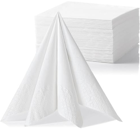 JINYUDOME Papier absorbant blanc épais de 33 x 33 cm, 100 feuilles par paquet, lingettes de table jetables, lingettes de nettoyage pour les pieds des animaux, serviettes composites double couche