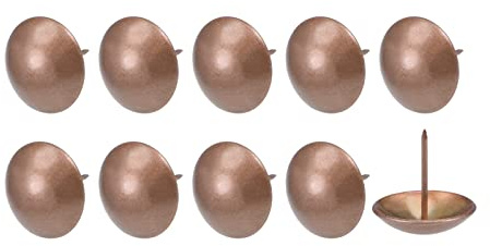 QUARKZMAN Puntine Tappezzeria Chiodi (30x30x8mm) 50pz Ferro Rotondo Punti a Pressione - per Costruzione Casa Cucina Mobili Rame Tono