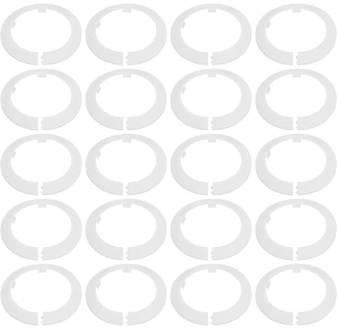 QUARKZMAN 20pcs Cubierta Decorativa Para Tuberías Brida 3.54 (90mm) Collarín Radiador Tubería Cubierta Pared Plástica Con Clip Para Tuberías Bajo El Fregadero Para Baño Cocina Blanco