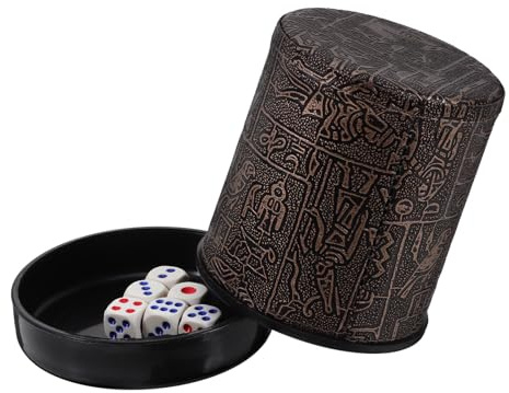 NOLITOY Cubilete de Dados de Plástico con Soporte, Diseño Egipcio, Tamaño Compacto y Ligero para Juegos de Fiesta y Bar, Vaso para Dados de Juego y Accesorios para Entretenimiento