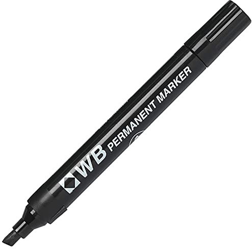 SMCO 1 x Black Chisel Tip WB PERMANENT MARKER Pens Waterproof