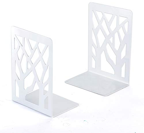 Premium Metal Book Ends,Bookends,Bookends for Shelves,Bookend | Book End for Heavy Books,White Metal Book Shelf Holder Home Decorative,Book Stopper for Shelves,Bookend Support 1 Pair