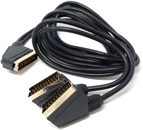 DRUT 2m Scart Splitter Male to 2 x Male Shielded 21 pin Audio, Video, Cable Cord