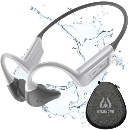 Wildhorn Vevben ledande hörlurar Bluetooth 5.4, IPX7 vattentäta öppna öronhörlurar med mikrofon, snabbladdning, MP3 2500 låtar lagringskapacitet, premiumdesign, träning, cykling, löpning hörlurar